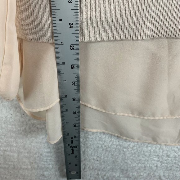 Jennifer Lopez Layered Sweater‎ Women's Medium Pink Cotton Round Neck Knit 8010 - Picture 4 of 7